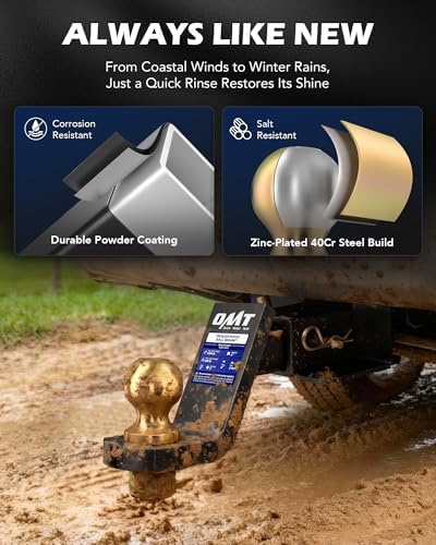 omt trailer hitch ball mount, 2" receiver, 4", front angle view