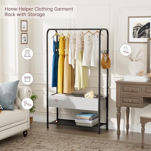 singaye wardrobe standing closet clothing rack with shelf, front angle view