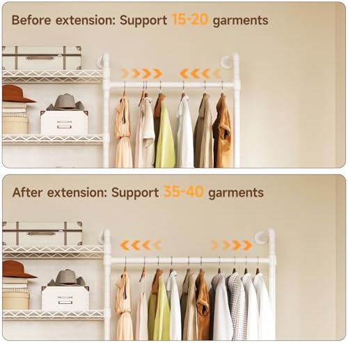 onbrill h3 expandable wall mounted closet system, heavy showing dimensions