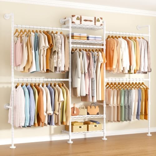 ulifhome m7 wall-mounted clothes rack, heavy-duty garment closet, front angle view
