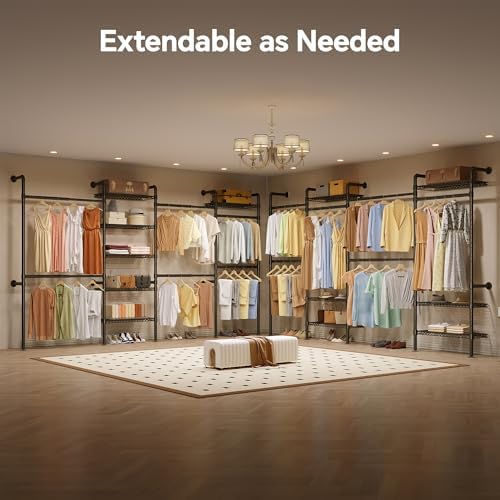 higeego w4 wall mounted clothes rack, industrial pipe, close-up detail