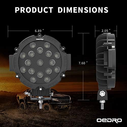 oedro 7 inch led light pods, 51w round shown in use