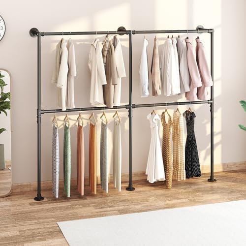 kelixu 76.4" industrial pipe clothing rack for wall, package contents