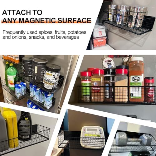 ulibermagnet magnetic baskets fridge organizers, large capacity metal, view 9