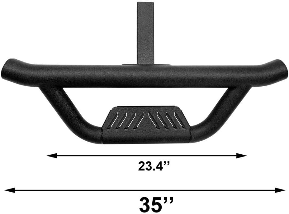 Textured Black Universal Hitch Step bar Custom fit Vehicles with 2" Hitch Receiver Trailer Truck Towing Rear Bumper Guard (Incl Pin Lock and Stabilize)