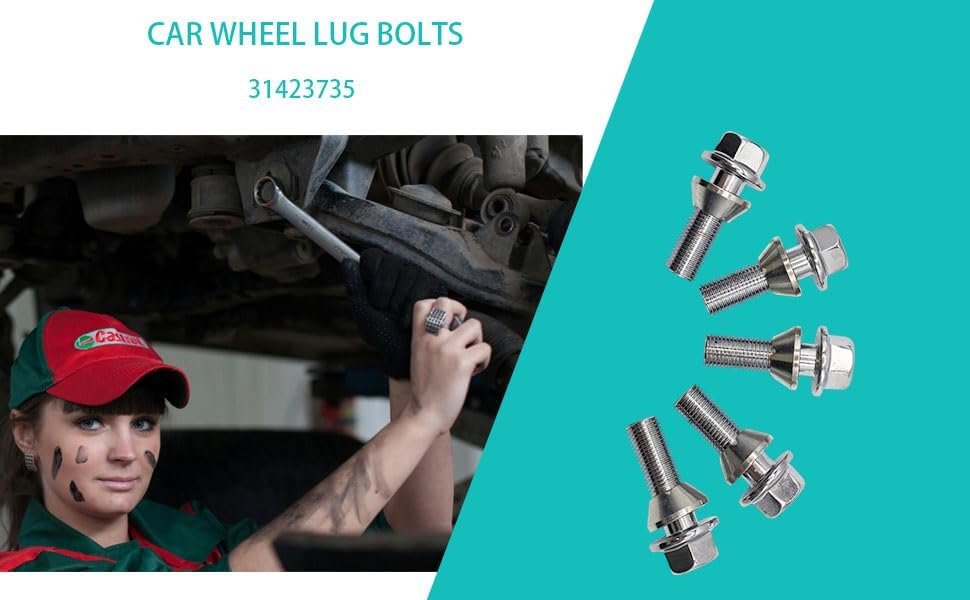 M14x1.5 Wheel Lug Bolts Nuts Hub for Volvo S60 2011-2018 5pcs | 31423735, for Volvo S60 2019-2020 for Volvo S80 2015-2016 for Volvo S90 2017-2020