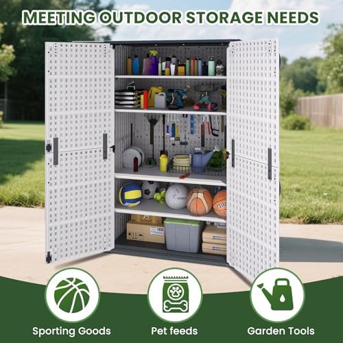 greesum 50 cuft outdoor storage cabinet with 2 shown in use