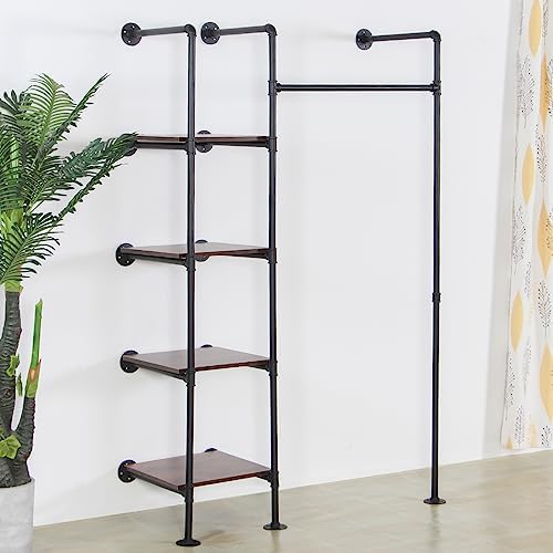 industrial pipe clothing rack with shelves, 71inch wall, package contents