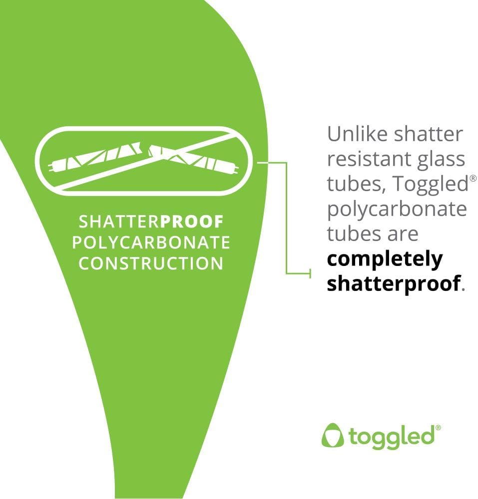 TOGGLED Ultra High Output, 4ft. (12-Pack) Direct-Wire LED Tubes (120-277VAC), 6500K (Daylight Deluxe)