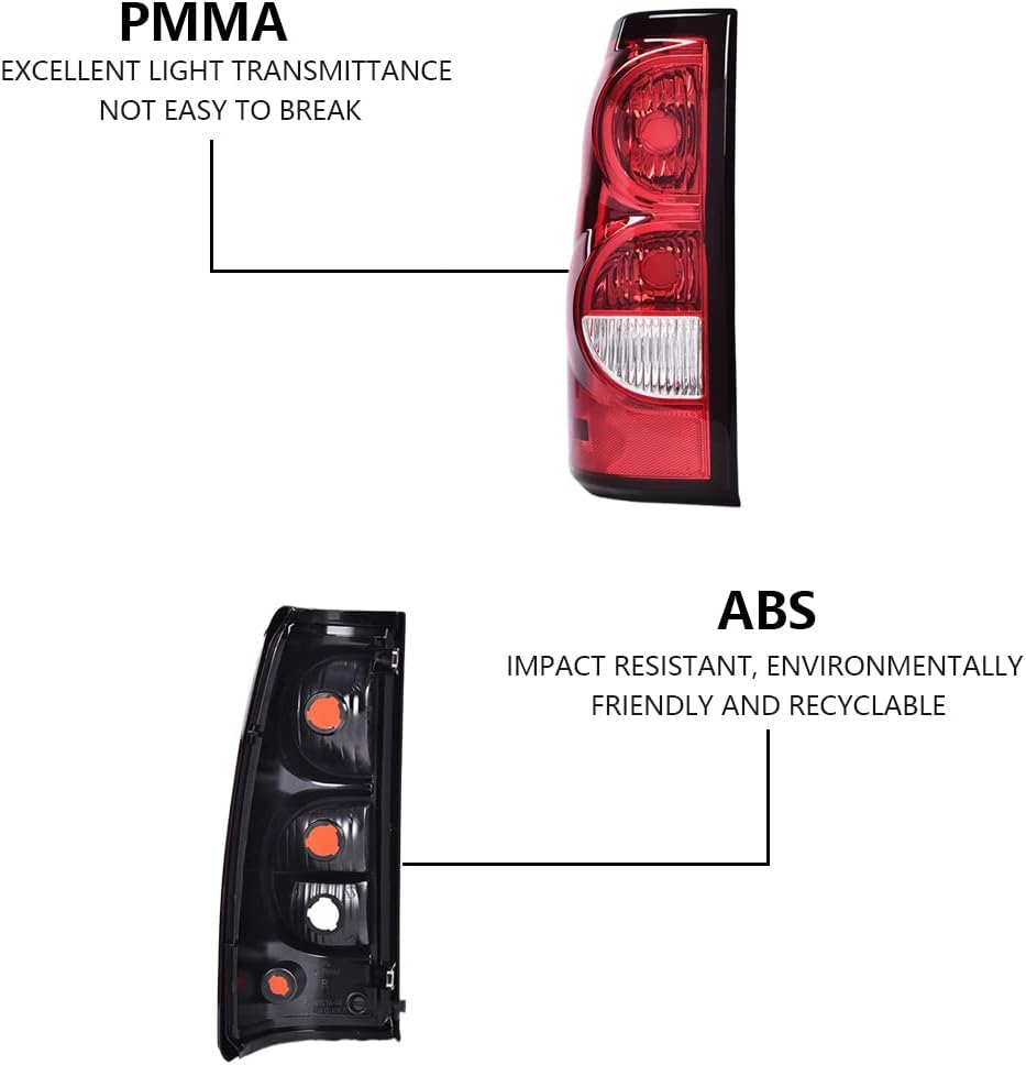 PIT66 Tail Lights Fit 2003 2004 2005 2006 Chevy Silverado | Fit 2003-2006 Chevy Silverado Rear Light Lamp Assembly Driver And Passenger Side Red Clear Lens GM2800174, GM2801174