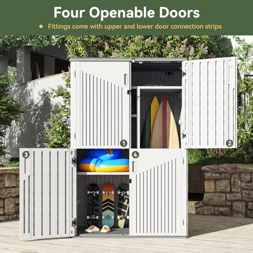 aoxun outdoor storage shed, 64 cu.ft vertical resin, close-up detail