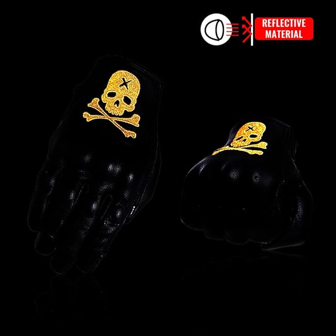 Goatskin Leather Motorcycle Motorbike Powersports Racing Gloves Reflective - Image 4