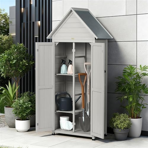 outdoor storage shed with floor & adjustable shelves, package contents
