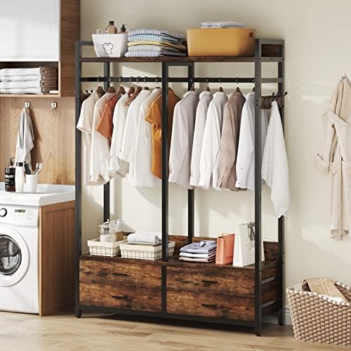 tribesigns freestanding closet organizer, garment rack with 4 on a desk or shelf