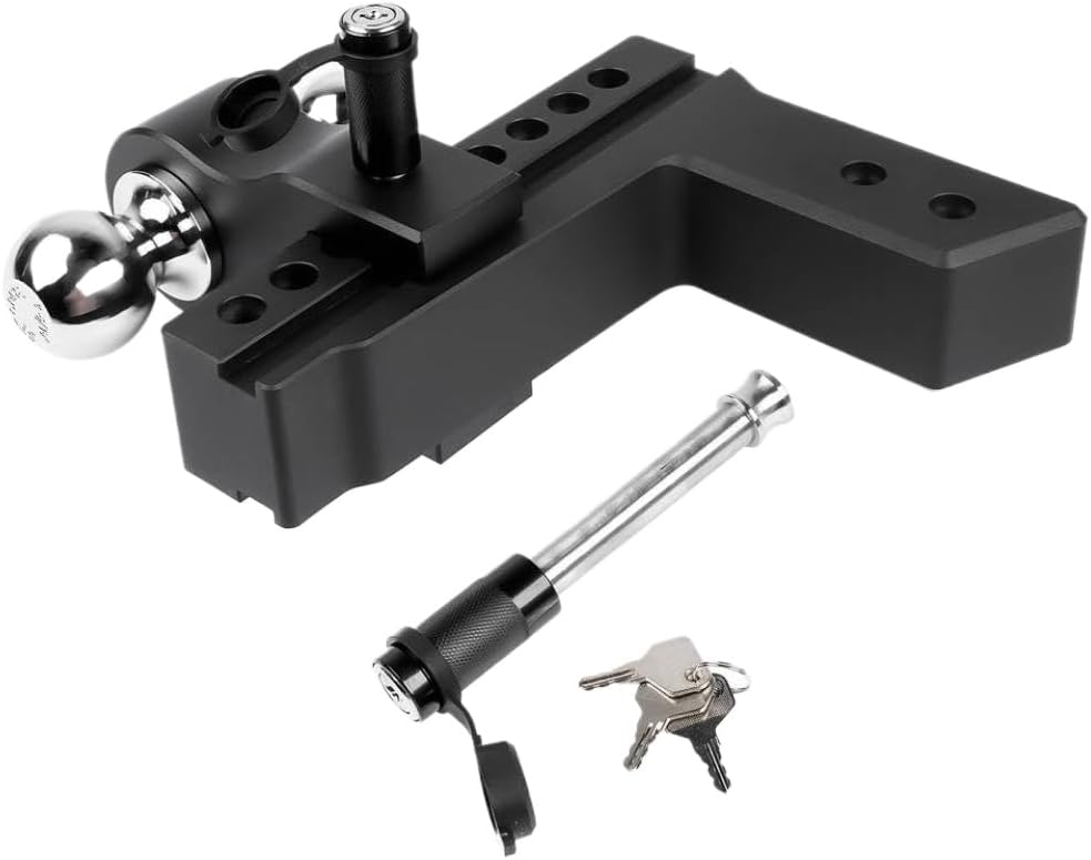 Adjustable Trailer Hitch 2.5 Inch Receiver 8 Inch Drop Rise 18500 LBS GTW Aluminum