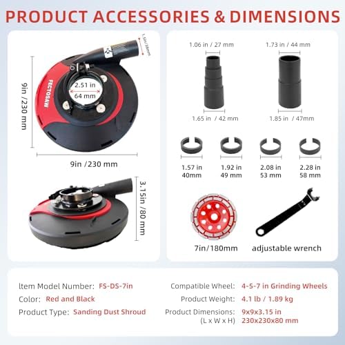 dust shroud for angle grinder with diamond grinding, view 12