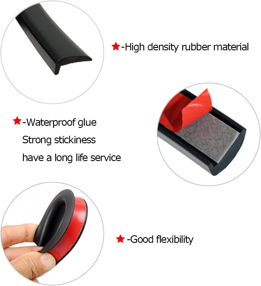 Automotive Door Edge Trim Molding Kit with Tape, L Shaped Lip Guard for Car Fenders, Running Boards, Camper Shells, Spas, Mirrors Edge and More, Black(26Feet)