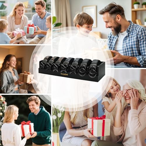 belt organizer, black, 7 compartments on a desk or shelf