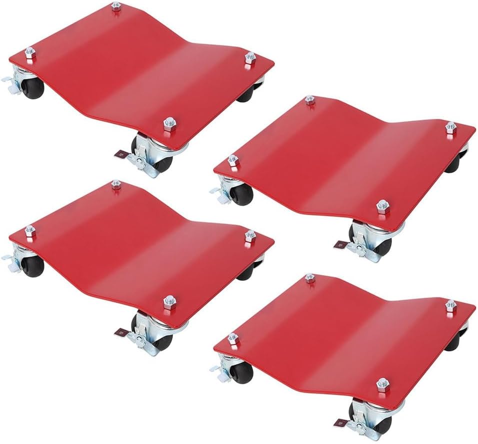 Car Wheel Dollies Set of 4, Heavy Duty Vehicle Moving Dolly Set with Brakes, 10000 lbs Total Capacity, 360° Swivel Tire Wheel Skates for Cars, Trucks,Trailers& Garage Use