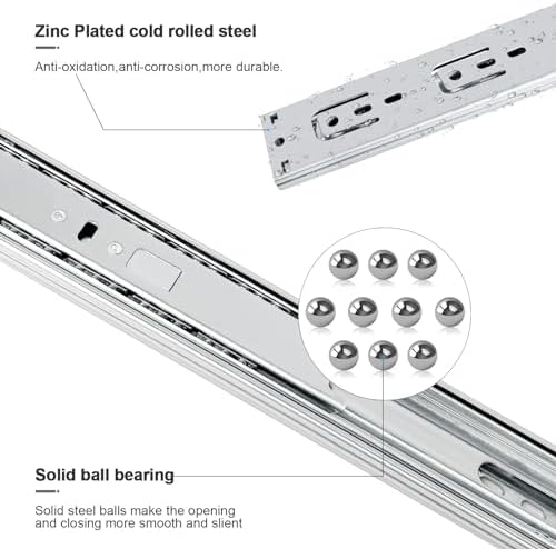 22 inch soft close drawer slides 4 pairs, close-up detail