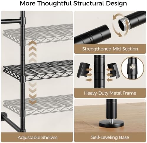 closet organizers and storage, 3-row heavy duty garment, front angle view