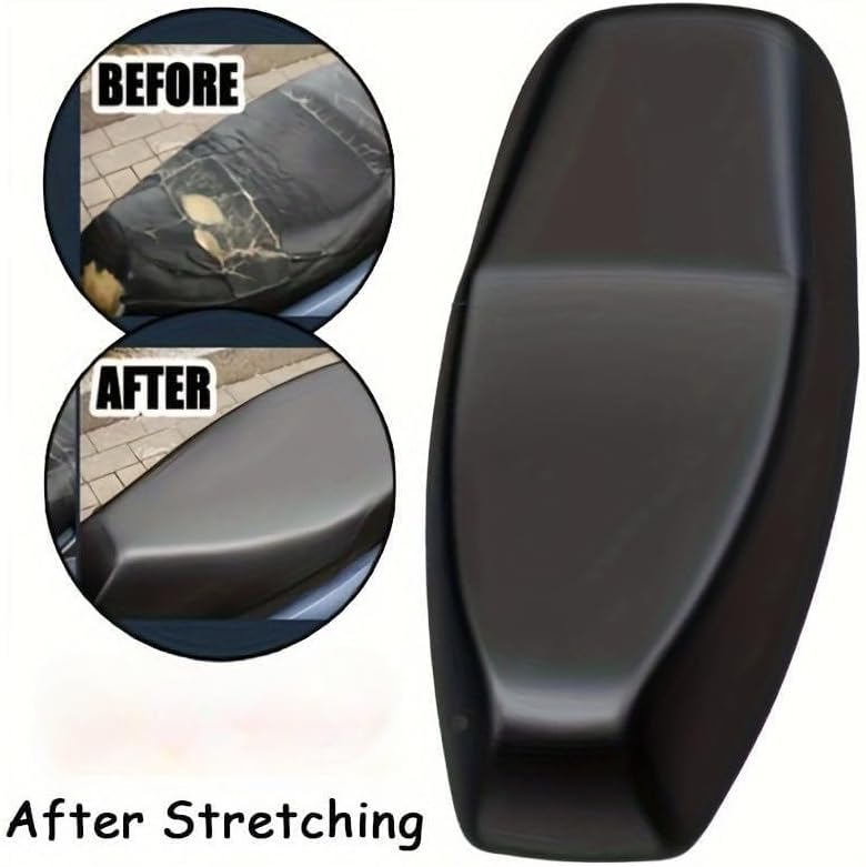 Motorcycle & Ebike Seat Cover Cushion, Stretchable PU Leather Seat Protector, Dustproof Sunproof Bike Seat Cover for Electric Bike, Scooter and Motorcycle