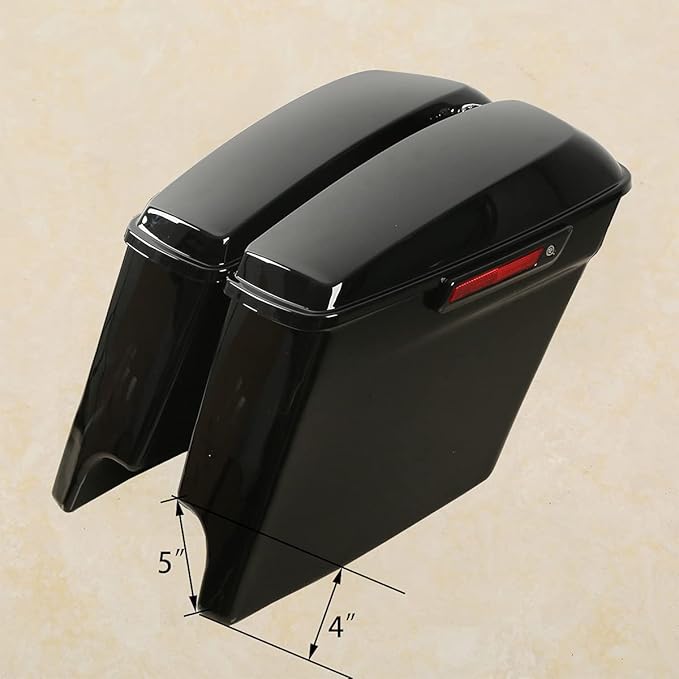 XFMT Vivid Black 5" Stretched Extended Saddlebags Hard Saddle Bags W/Chrome - Image 4