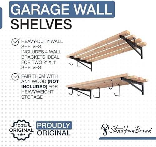 storeyourboard 24 inch heavy duty shelf brackets, set, side view