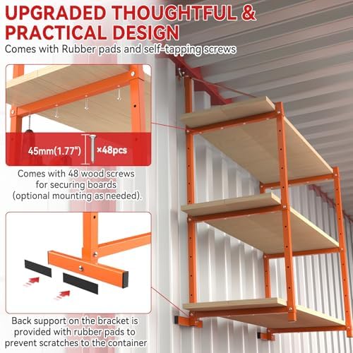 shipping container shelving bracket adjustable (4 pack, orange), package contents