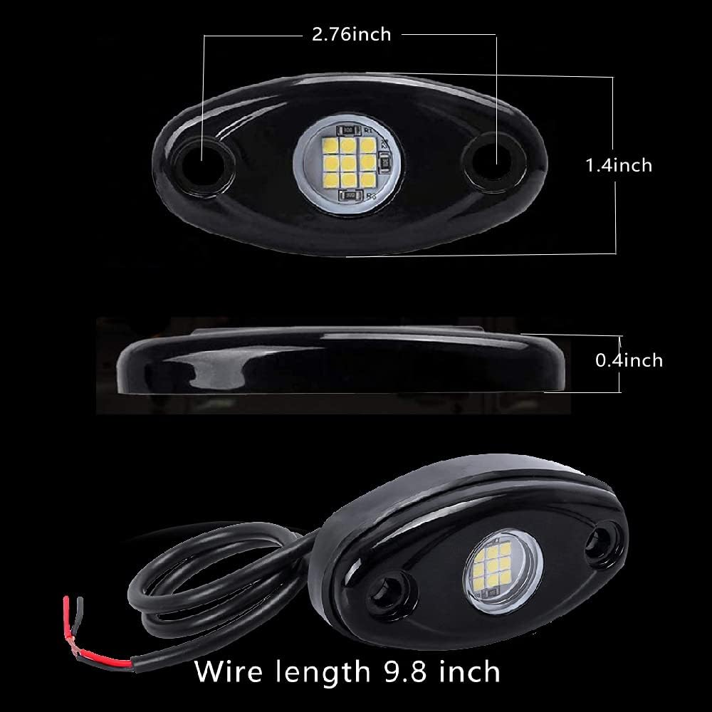 4 Pods LED Rock Light Kits White for Jeep ATV UTV SUV Off Road Car Truck Boat Underbody Glow Fender Lamp Underglow LED Neon Lights Waterproof