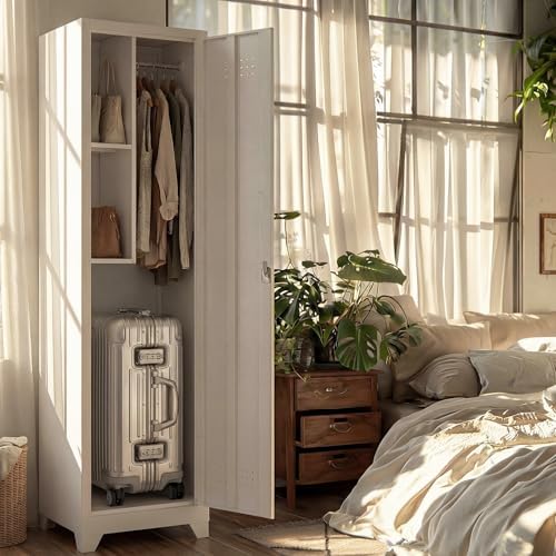 slim broom storage cabinets, metal cabinet with shelves, view 9