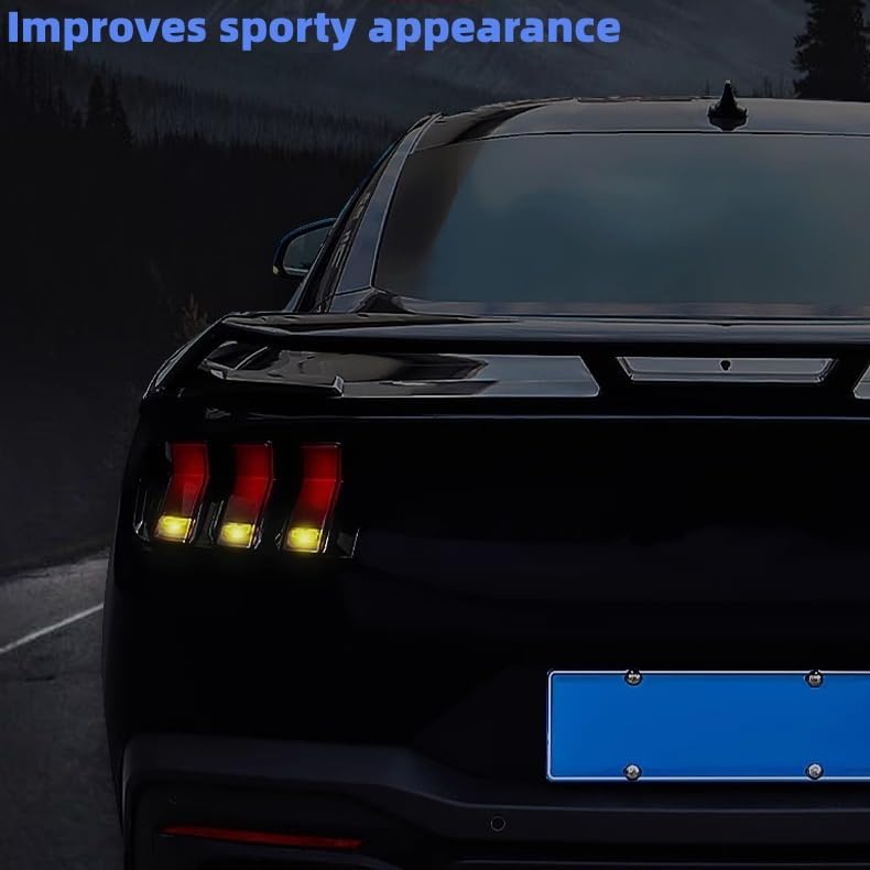 Tail Light Covers Guards Fit for Ford Mustang 2024 2025 2026 GT/EcoBoost/Premium/Dark Horse, Smoked Black Rear Light Protective Cover Guards Trim Set Exterior Accessories