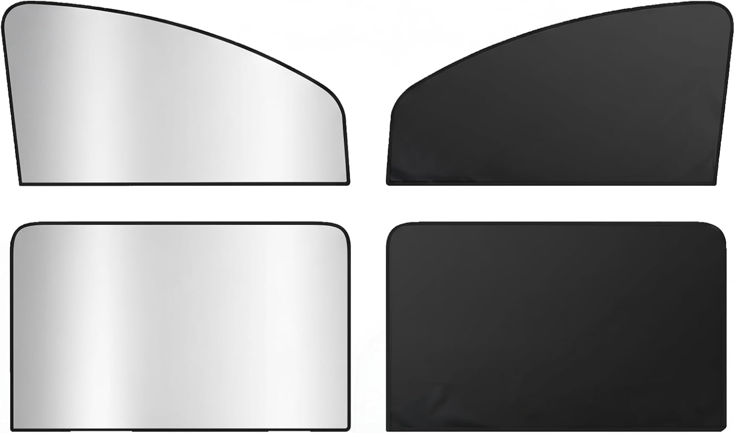 4PCS Car Window Sunshade, Blackout Car Window Covers for Ultimate Privacy, Foldable Side Window Shade, Not Blocking Rearview Mirror View, Fit for Camping, Travel and Daily Use (Black & Silver)