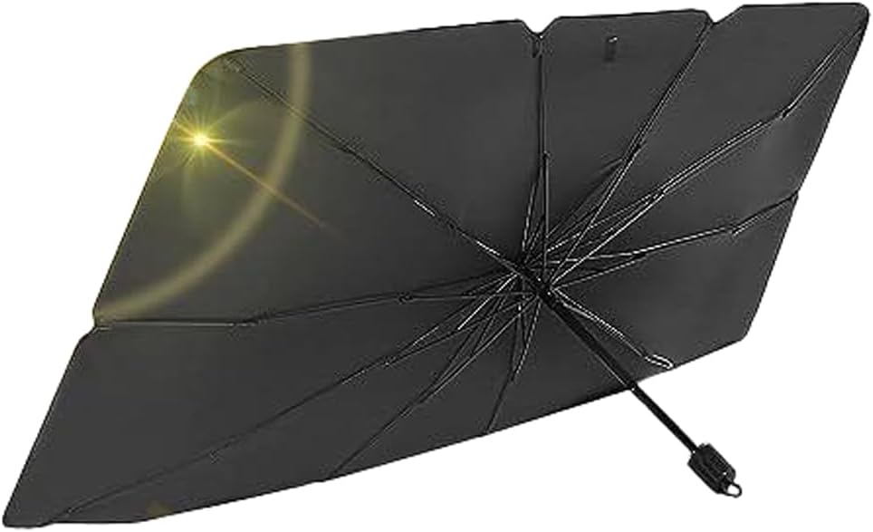 [2026 Upgraded] Sedan SUV Car Sun Shade for Windshield UV Rays and Heat Sun Visor Protector,Foldable Windshield Sun Shade Umbrella,Keep Car Cool,Easy to Use/Store,57''x 31''