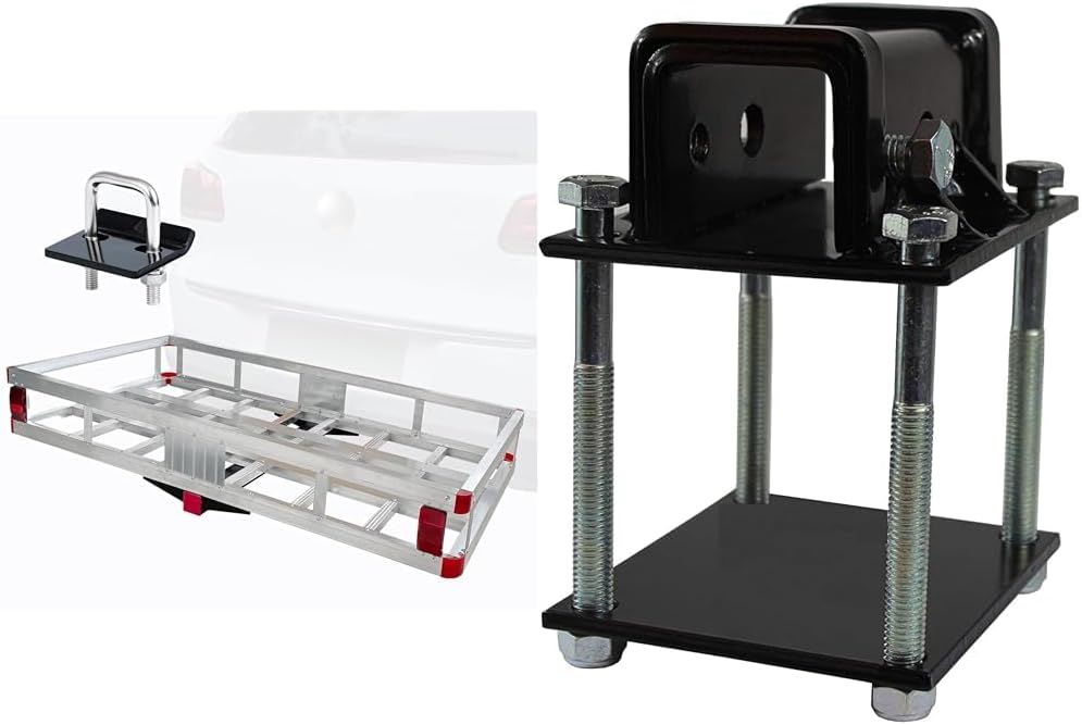MaxxHaul Aluminum Cargo Carrier 500 lb. Capacity with 2" Hitch Receiver Adapter for RV Bumper 200 lb. Capacity