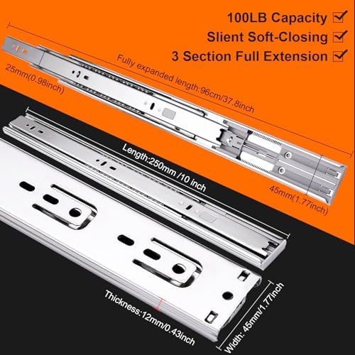 10 inch drawer slides 6 pairs (12pcs) soft shown in use