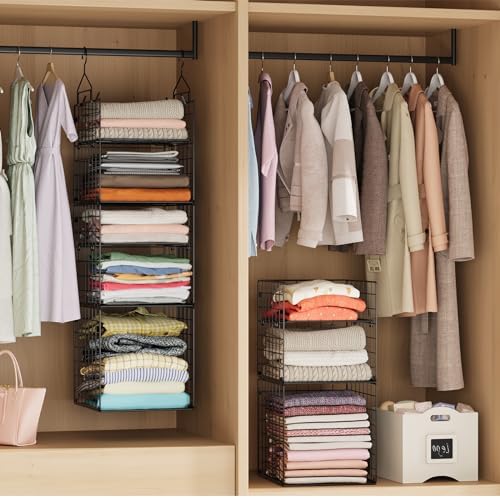 x-cosrack hanging closet organizer and storage - 5-tier, side view