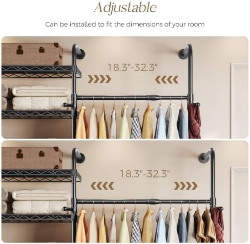 closet organizers wall mounted closet system, 4-row heavy, close-up detail
