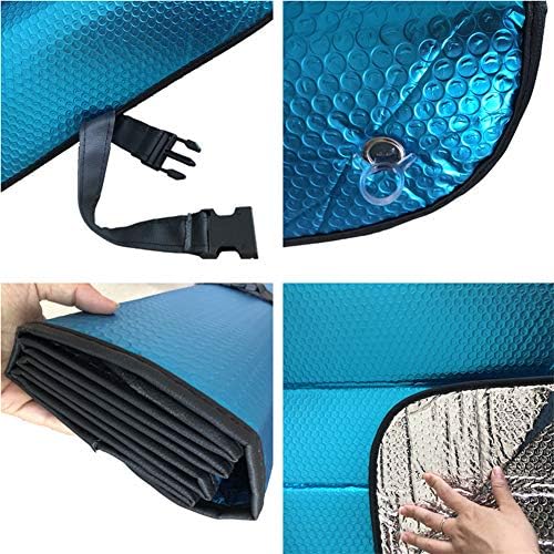 GWUSKDT Car Sun Shade, Sun Protector,Foldable Front Window Shade-Thicken 5-Layer Bubble for Auto Windshield UV Protection and Heat Reflector 58"x 27.5" (Blue)