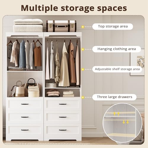 ironck freestanding closet system with adjustable shelves &, side view
