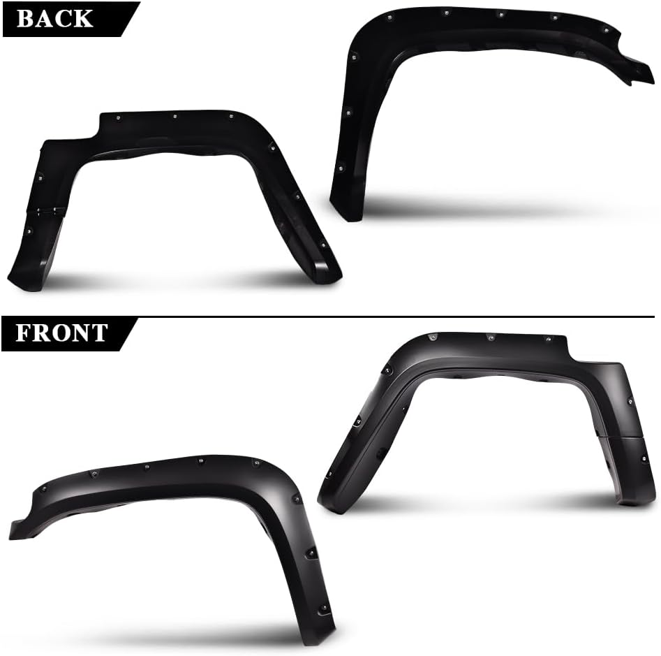 ANDPLAY Fender Flares 4pcs Compatible With Toyota FJ Cruiser 2007 2008 2009 2010 2011 2012 2013 2014, Black Wheel Cover Protector Smooth Pocket Riveted Style