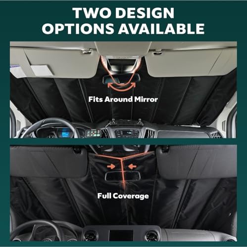 Extra-Thick Windshield Cover for Ford Transit Medium/High Roof Van,2015-2026,with Sensor,Insulated Blackout Foldable Windshield Sunshade, AllSeasonGuard Pro