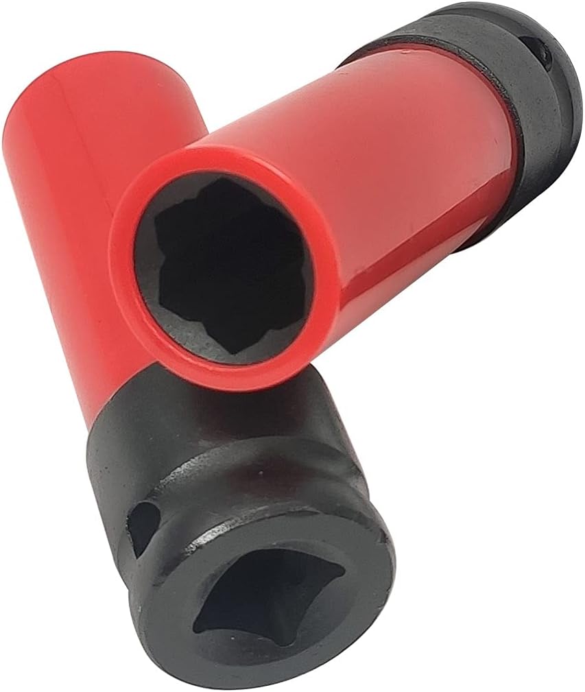 Lug Nut Socket, Flower Design, Manufacturer Part Number: 4218, Red & Black Wheel Lug Nuts Socket