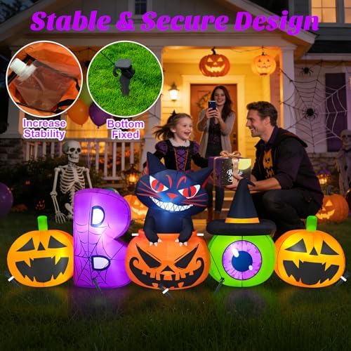 Danxilu 8FT Halloween Inflatable Pumpkin with Black Cat Outdoor Decorations