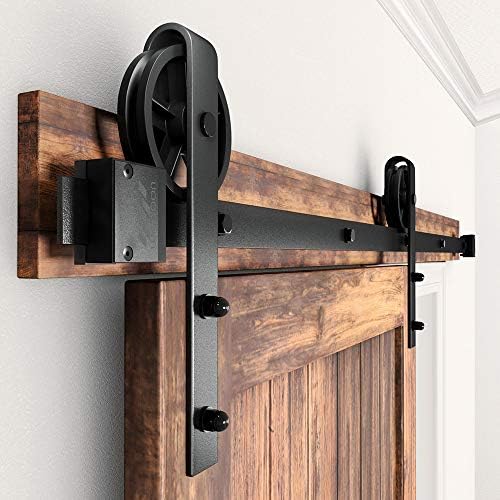 winsoon 5ft sliding barn door hardware kit,black big, side view