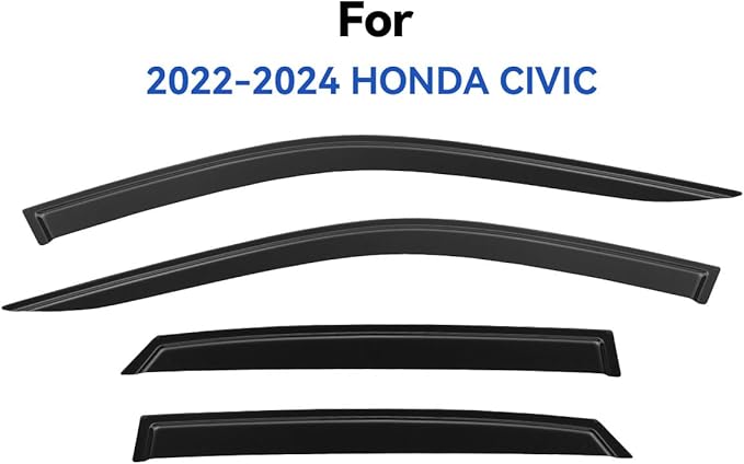 Window Visors Rain Guards for 2022 2023 2024 2025 Honda Civic, Out-Channel - Image 3