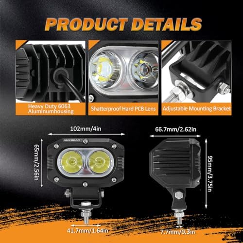 auxbeam 4 inch led pod, r4 series square on a desk or shelf