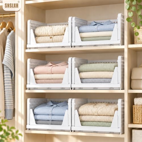 snslxh closet organizers and storage, 5 pack stackable, front angle view