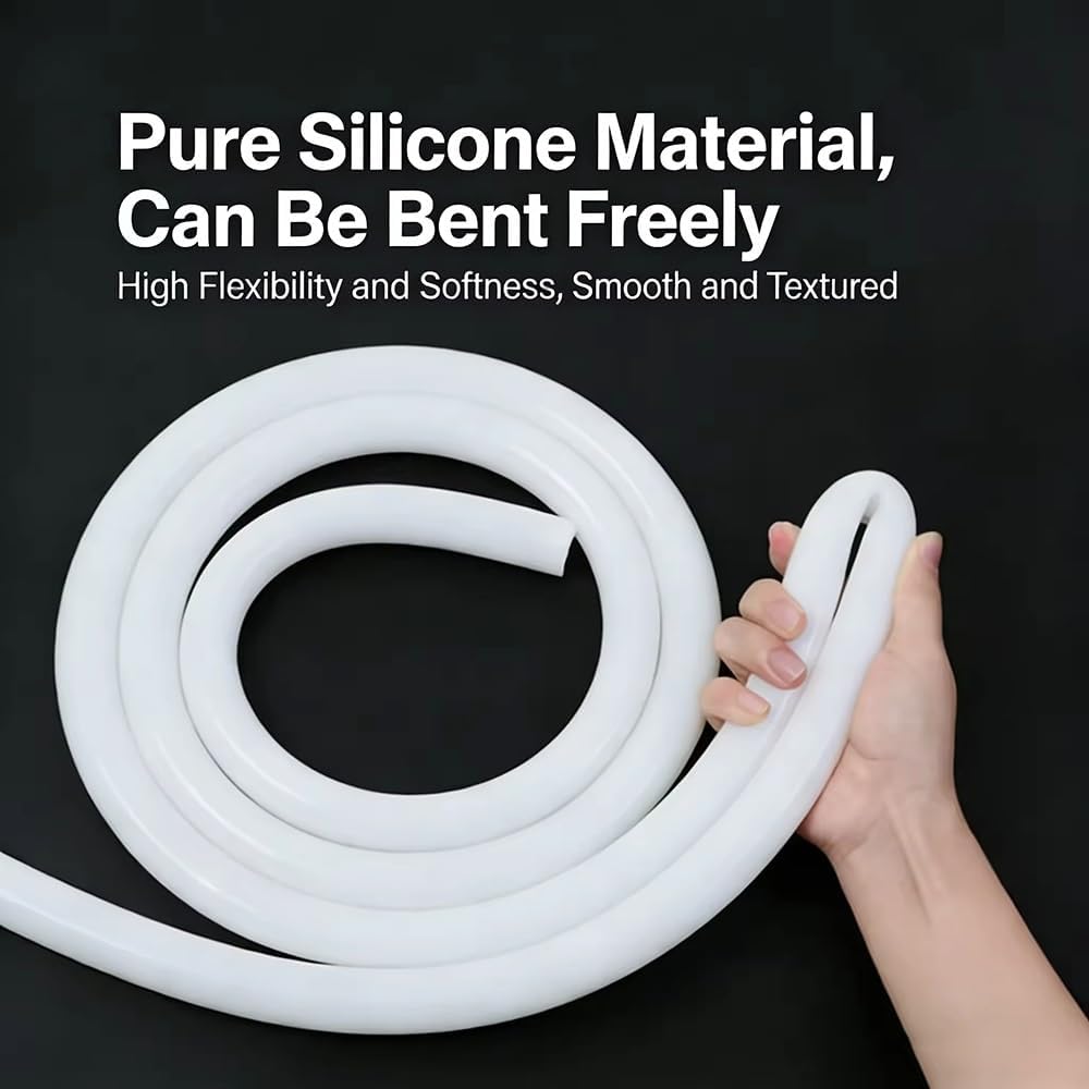1M Waterproof Silicone Neon Tube Cover - Flexible 360° Luminous LED Strip Diffuser,1pcs