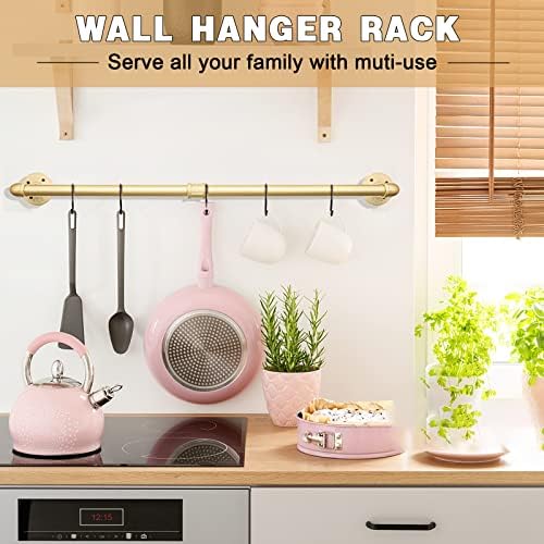 gold wall mount iaundry drying rack - 54", side view